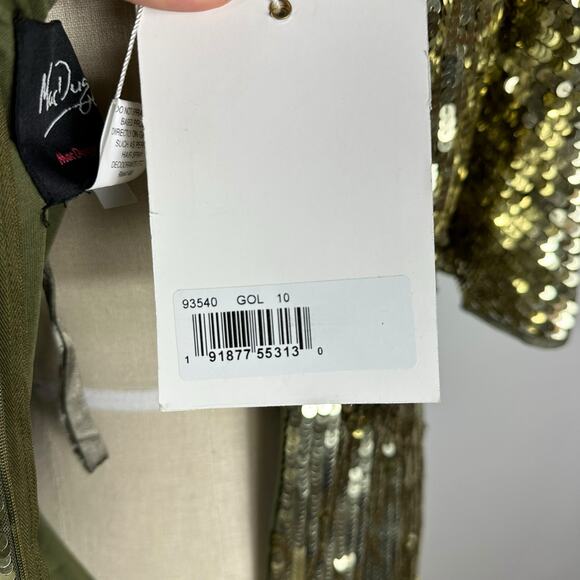 MAC DUGGAL 93540 One Shoulder Flutter Sleeve Gold Sequin Gown Women's Size 10 - Picture 9 of 9